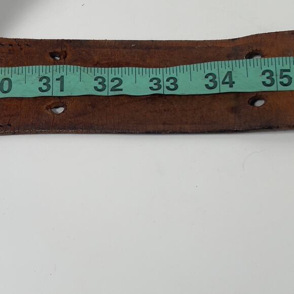 Wide Stamped Tooled Cut-out Vintage Leather Western Boho Belt Horseheads - Picture 3 of 16